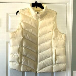 ❄️LANDS’END DOWN ZIP FRONT VEST-Ivory Size XL